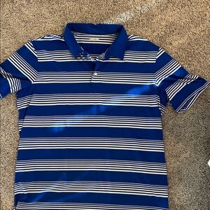 Lands' End Blue and White Striped Polo Shirt